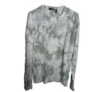 Theory Sweater Men's Large Green Knit Pullover Crew Neck Casual Tie Dye